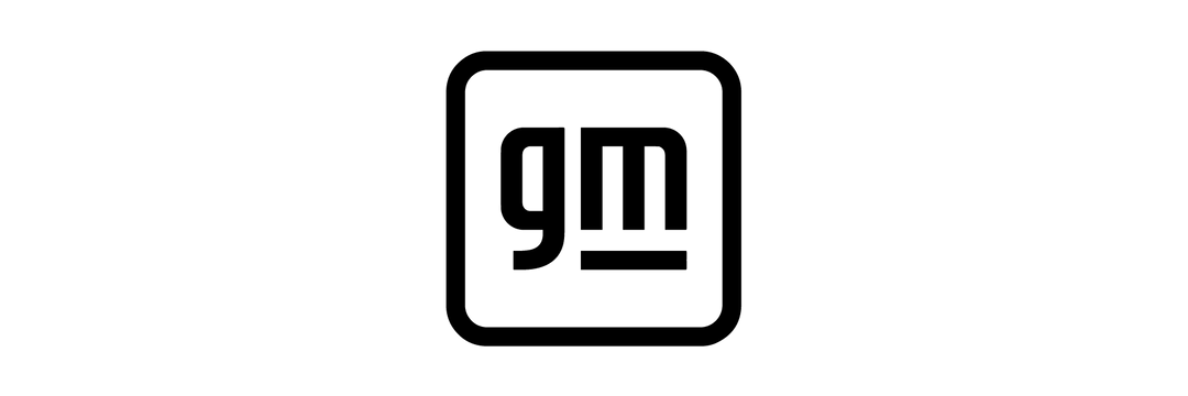 GM logo in black and white on a white background
