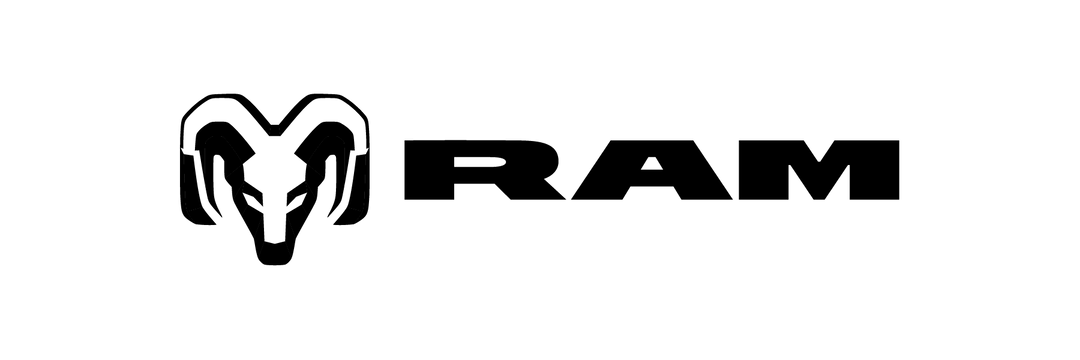 Black RAM logo on a white background