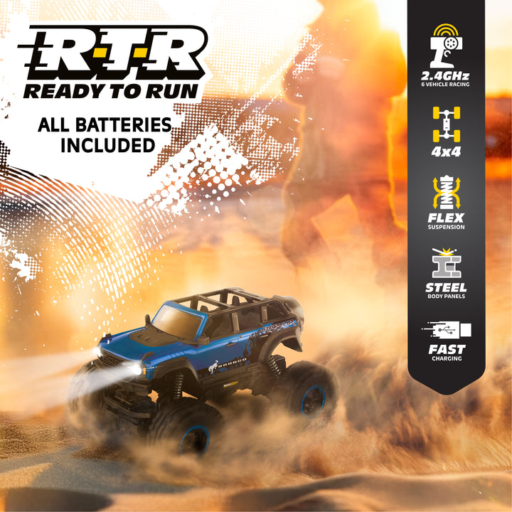 Toy truck with 'BRTR' branding on a dynamic background