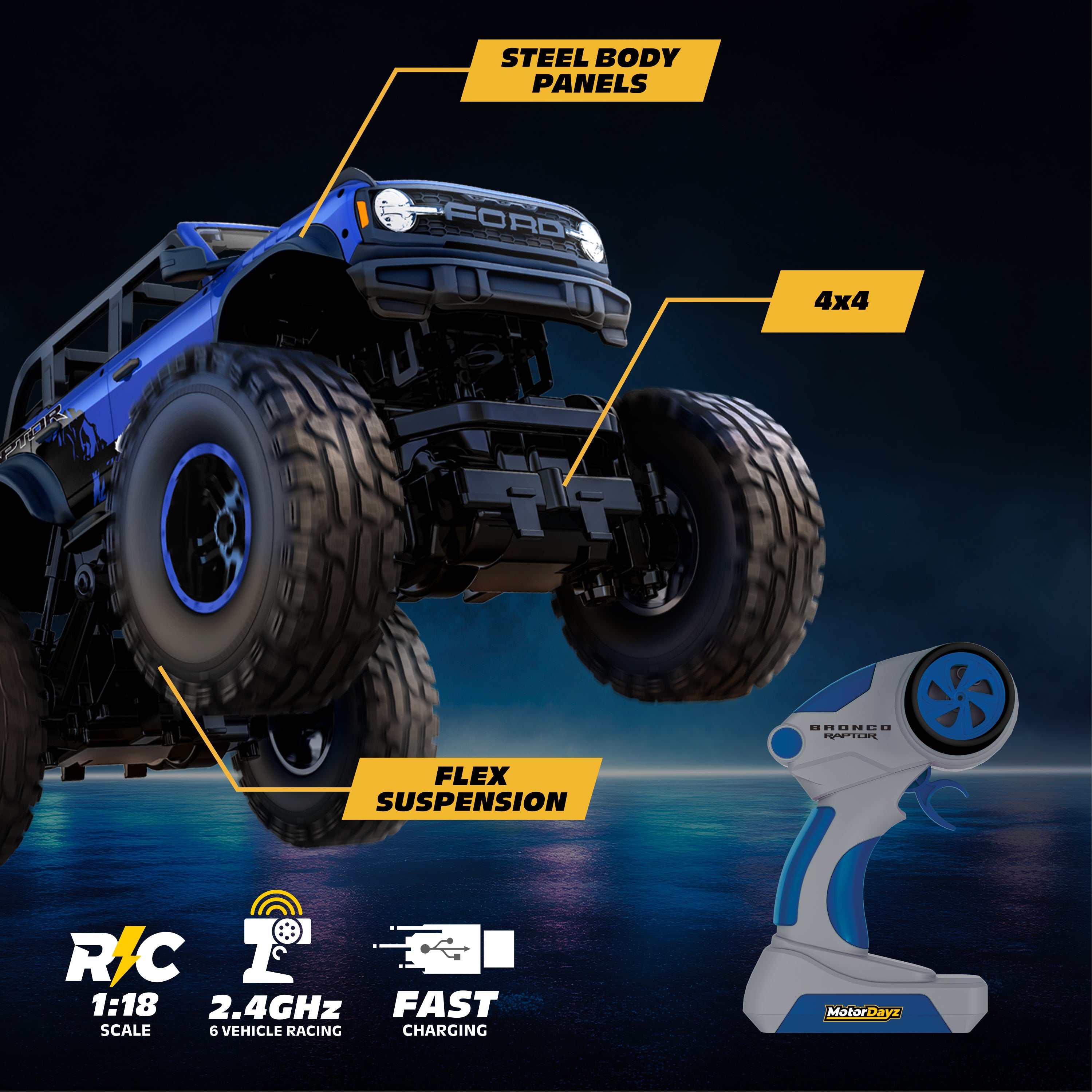 1:18 RC 4x4 Heavy Metal Bronco Raptor